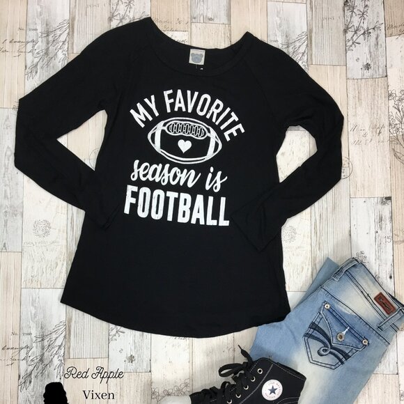 Casual Black Football Graphic Crew Neck Tee - Picture 1 of 1